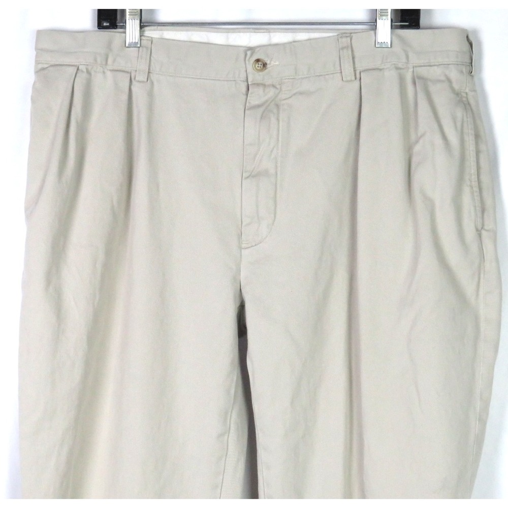 Polo Ralph Lauren Khaki Classic Fit Cotton Pleated Chino Pants Men's 38 X 32 - Picture 3 of 9
